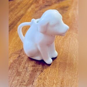 Bistro Blanc Ceramic Puppy Dog Creamer Farmhouse Kitchen 3" Tall White
